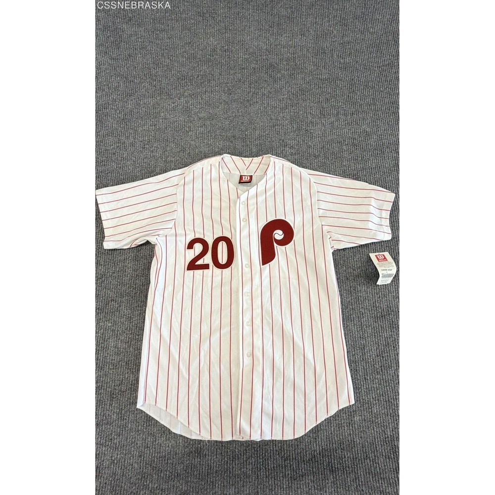 Wilson Mens Phillies 20 Mike Schmidt Pinstripe Baseball Jersey Vtg Large A4599